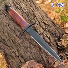 Vintage Handmade Double-Edged V42 Military Stacked Leather Stiletto Dagger Knife picture