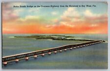 Key West, Florida - Bahia Honda Bridge - Overseas Highway - Vintage Postcard picture