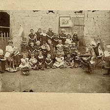 Antique Cabinet Card Photograph School Children Orphanage Toys Pull Horse picture