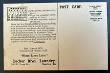 Becker Bros. Laundry. Reading Pennsylvania. 1913 Calendar. PA Vintage Postcard picture