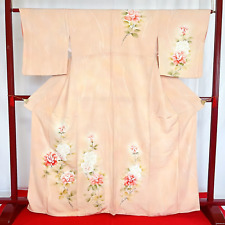 Japanese Kimono 'HOUMONGI' Silk/ Pink/Floral pattern/Japanese tradition/ picture