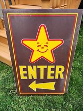 Vintage Carl's Jr Restaurant Enter Store Sign Collectible Fast Food RARE 3'x2' picture