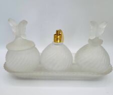 Perfume Bottles, Frosted Glass, 6 piece set, Perfume Bottles w/Lids, Tray  picture