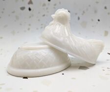 Vintage Hazel Atlas Small White Milk Glass, Hen On A Nest -- 3.5 In. Tall picture