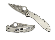 Spyderco Knife Delica 4 Lockback Titanium Handle Damascus Pocket Knives C11TIPD picture