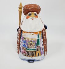 Russian Carved Handpainted Wooden Santa with Russian Church picture
