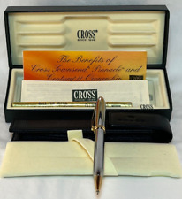 Cross Townsend Medalist Pen Chrome & 23K Gold Trim, Leather Holder, Box + Refill picture