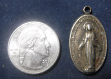 Vintage Thick Catholic Miraculous Medal, .925 Sterling Silver picture