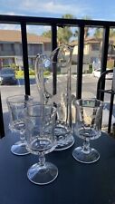 Stunning Ripley & Co /US Etched Glass-Dakota Style. Pitcher + 3 glasses picture