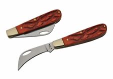 Rite Edge Hawkbill Pruning Folding Knife - Red Bone Handles NEW picture
