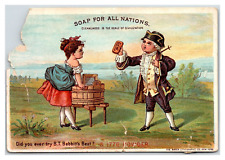 Victorian trade card B.T. Babbitt's soap powder trade card Babbitt ~ all nations picture