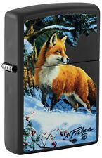 Zippo Linda Pickens Fox Design Black Matte Pocket Lighter 48596-103769 picture
