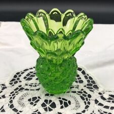 Vintage Indiana Tiara Glass Green Pineapple Shape Candle Holder/ Vase picture
