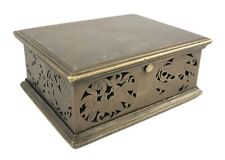 Authentic Antique Brass Box, Rare Mughal Betel Nut Box With Glass Fitted G7-1121 picture