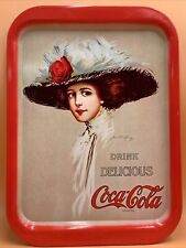 Vintage 1971 Drink Delicious Coca Cola Lady in Hat Metal Serving Tray picture