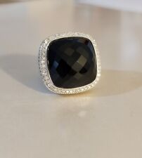 David Yurman Albion Sterling Silver 20mm Albion Black Onyx & Diamond Ring Size 8 picture