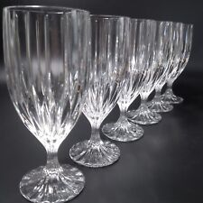 6 Mikasa PARK LANE Clear Crystal Iced Tea Glasses Goblets Vertical Cut Rib Stem picture