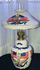 Vintage Americana Patriot Flag Oil Lamp Made In Japan Eagle Holding Flags 10” picture