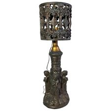 Gothic Styled -  Sculptured Table Lamp with Molded Children on the Base and Stem picture