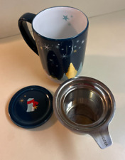 Davids Tea Nordic Tea Mug Penguin Tea Party Winter Scene Cup, Lid, Metal Infuser picture