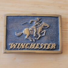 Solid Brass Winchester Belt Buckle Vintage Firearms Rifle Pistol Shotgun Logo picture