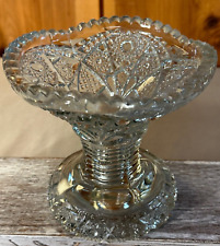 Vintage Crystal Cut Glass Bowl w/ Stem Candy Dish Goblet Thick Sturdy Well Made picture