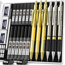 Gold Art Mechanical Pencils Set, Metal Drafting Pencil 0.5, 0.7, 0.9Mm & 2Mm Lea picture