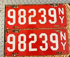 1912 New York Porcelain License Plate PAIR 98239 ALPCA STERN CONSIGNMENT picture