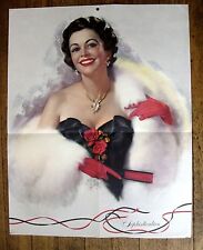 1950s Large Zoe Mozert Pinup Girl Picture Sophisticated Brunette in White Fur picture