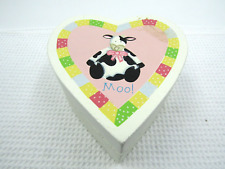 Vintage Trinket Heart Shaped Box White  MOO picture