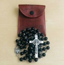 Handmade Catholic Rosary, Saint Benedict Medal and Cross Crucifix, Lourdes Pouch picture