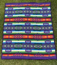 Vintage Pendleton Beaver State Aztec Reversible Blanket Purple Green Red 76x63” picture