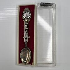 Silver Field Made Greece Greek Key Plated Vintage Souvenir Spoon Travel Europe picture