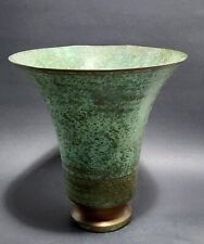 Carl Sorensen 1920's Art Deco Green Bronze Verdigris Trumpet Vase Urn Signed picture
