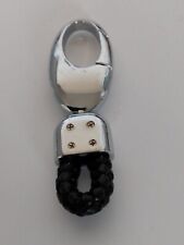 Silvertone Clip-On Black Braided Cord Accent Keyring picture