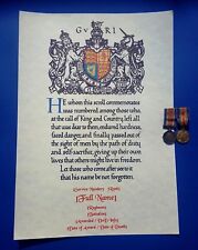 WW1 Memorial Scroll Certificate - presented to the next of kin picture