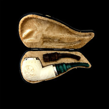 Block Meerschaum Pipe 925 silver unsmoked smoking tobacco pipe w case MD-383 picture