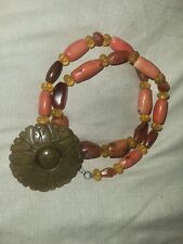 Antique  Mediterranean Coral,Ancient Carnelian,Necklace w/Hetian Jade Pendant.. picture