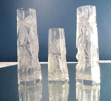 3 VERY RARE ART NOUVEAU INTAGLIO CUT GLASS VASES ~MOSER-FREE SHIPPING picture