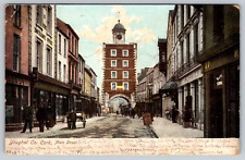 c1900s Youghal Clock Tower Main Street View Cork Ireland Irish Vintage Postcard picture