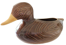 Vintage Duck Planter Brown Glazed Ceramic Created For FTD™ In The USA 1983 Clean picture