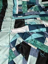 New - Amish Hand Made 82” x 87” Blue Teal Aqua Comforter Quilt Lancaster Co, PA picture