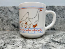 Vintage Milk Glass Arcopal France Goose Geese Mug Coffee Cup 8 Oz picture
