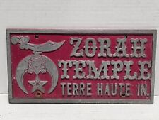 ZORAH TEMPLE Terre Haute, IN SHRINERS Aluminum License Plate picture