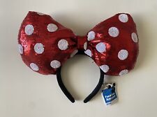 Disney Parks Oversized Minnie Mouse Bow Sequins Minnie Ear Headband picture