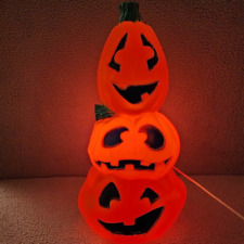 VTG General Foam Pumpkin Blow Mold Light Jack O Lantern 3 Tier Stacked Halloween picture