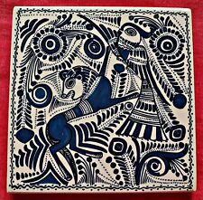 Vintage Authentic Mexico FELIX TISSOT Taxco Ethnic Folk Art Ceramic Pottery Tile picture