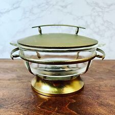 Vintage FIRE KING MCM Chafing Dish Brass & Glass Anchor Hocking #448 picture