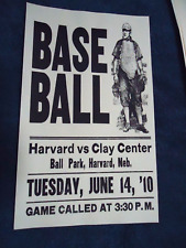 1910 CLAY CENTER NEBRASKA BASEBALL Broadside ADVERTISING HARVARD Nebraska picture
