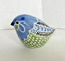 Creative Co-Op Hand Painted Stoneware Blue and Green Bird Figurine picture